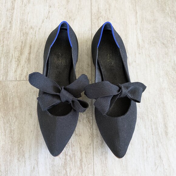Rothys Pointed Toe Bow Flats - Picture 1 of 6